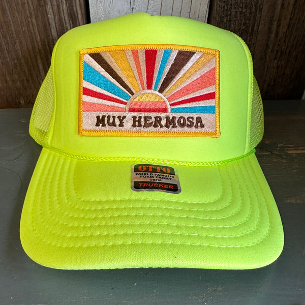 Hermosa Beach MUY HERMOSA Trucker Hat - Neon Yellow