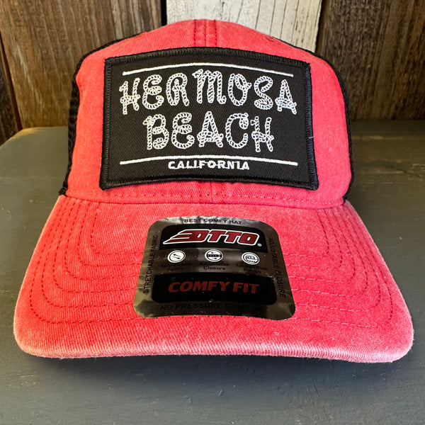 Hermosa Beach ROPER 6 Panel Low Profile "OTTO COMFY FIT" Trucker Hat - Red/Black