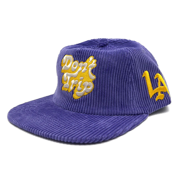 LA DON'T TRIP FAT CORDUROY SNAPBACK HAT - Los Angeles Lakers Purple + Gold