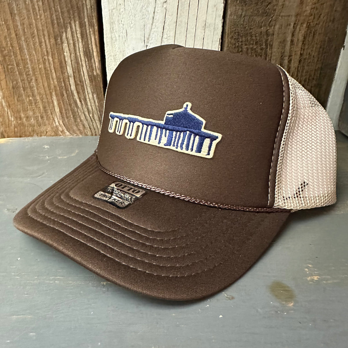 MANHATTAN BEACH PIER & ROUNDHOUSE High Crown Trucker Hat - Khaki/Brown – Wicked+
