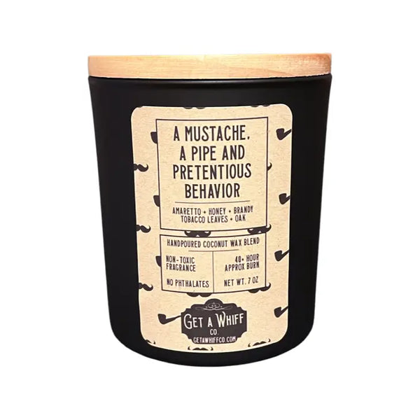 A Mustache, A Pipe | Whiskey Tobacco Wood Wick Candle || 7.3 oz