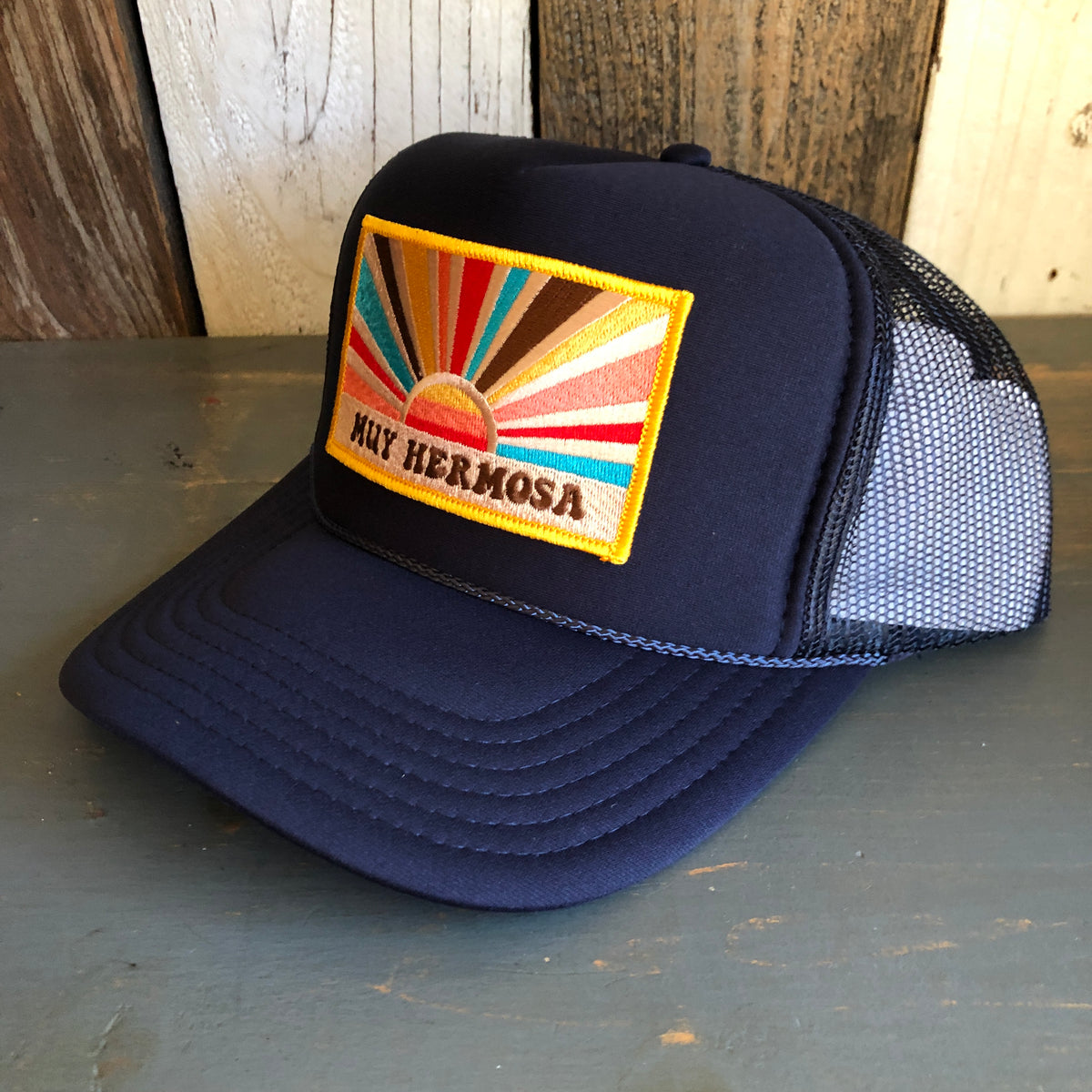 Hermosa Beach MUY HERMOSA High Crown Trucker Hat - Olive – Wicked+