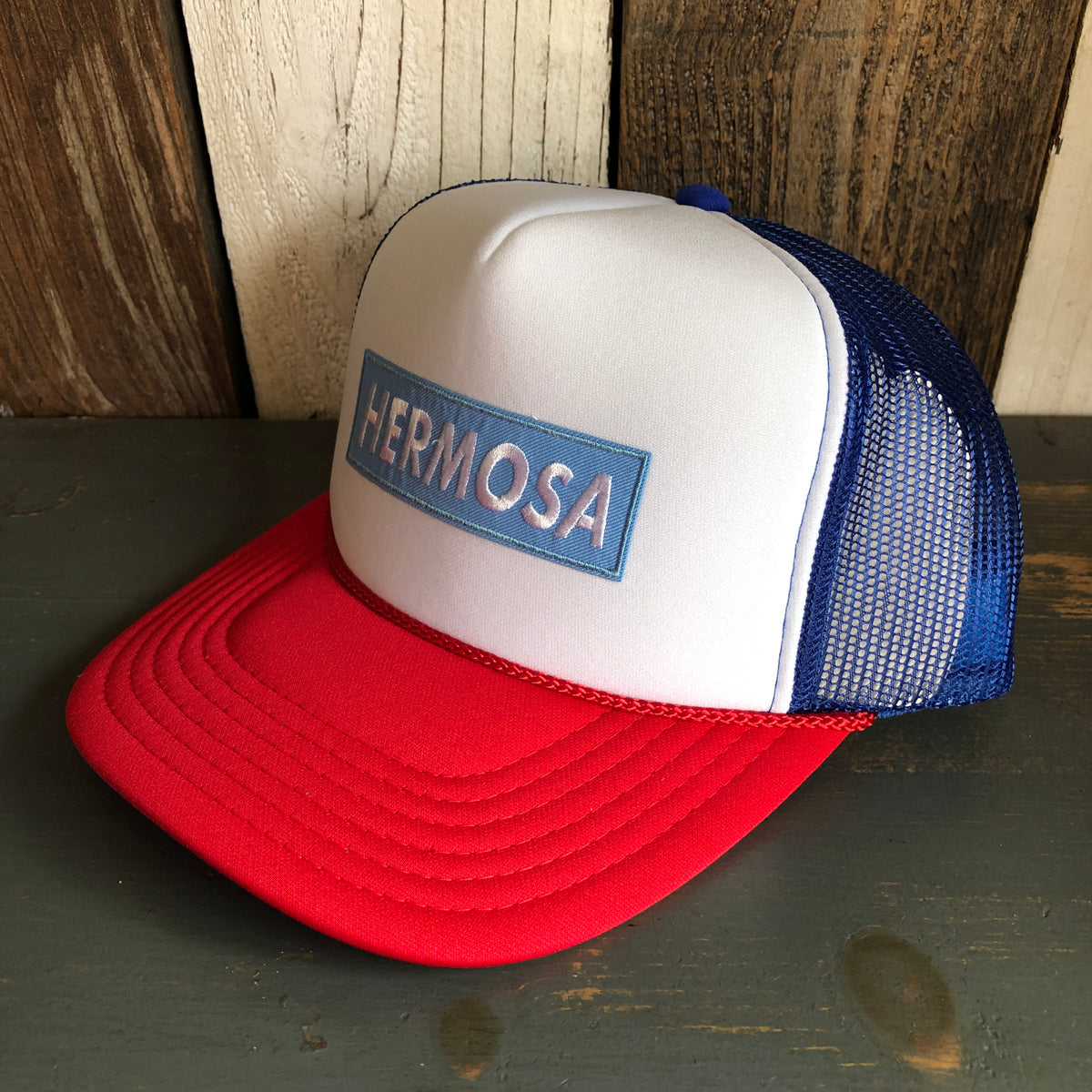 Hermosa Beach BLUE SUPREME HERMOSA Trucker Hat - Red/White/Royal