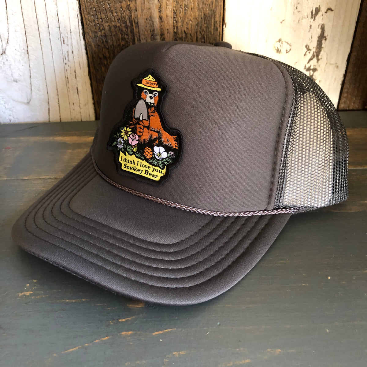 Smokey Bear Hat Patch Trucker Black/Grey