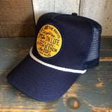 DIRT PATHS :: 5 panel Cotton Twill Front, Mesh Back, Rope cap - Navy/White Braid (OF ALL THE PATHS YOU TAKE IN LIFE...MAKE SURE A FEW OF THEM ARE DIRT - JOHN MUIR)