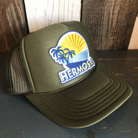 Hermosa Beach FIESTA High Crown Trucker Hat - Olive