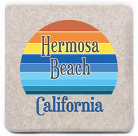 Hermosa Beach Retro Sunrise Coaster