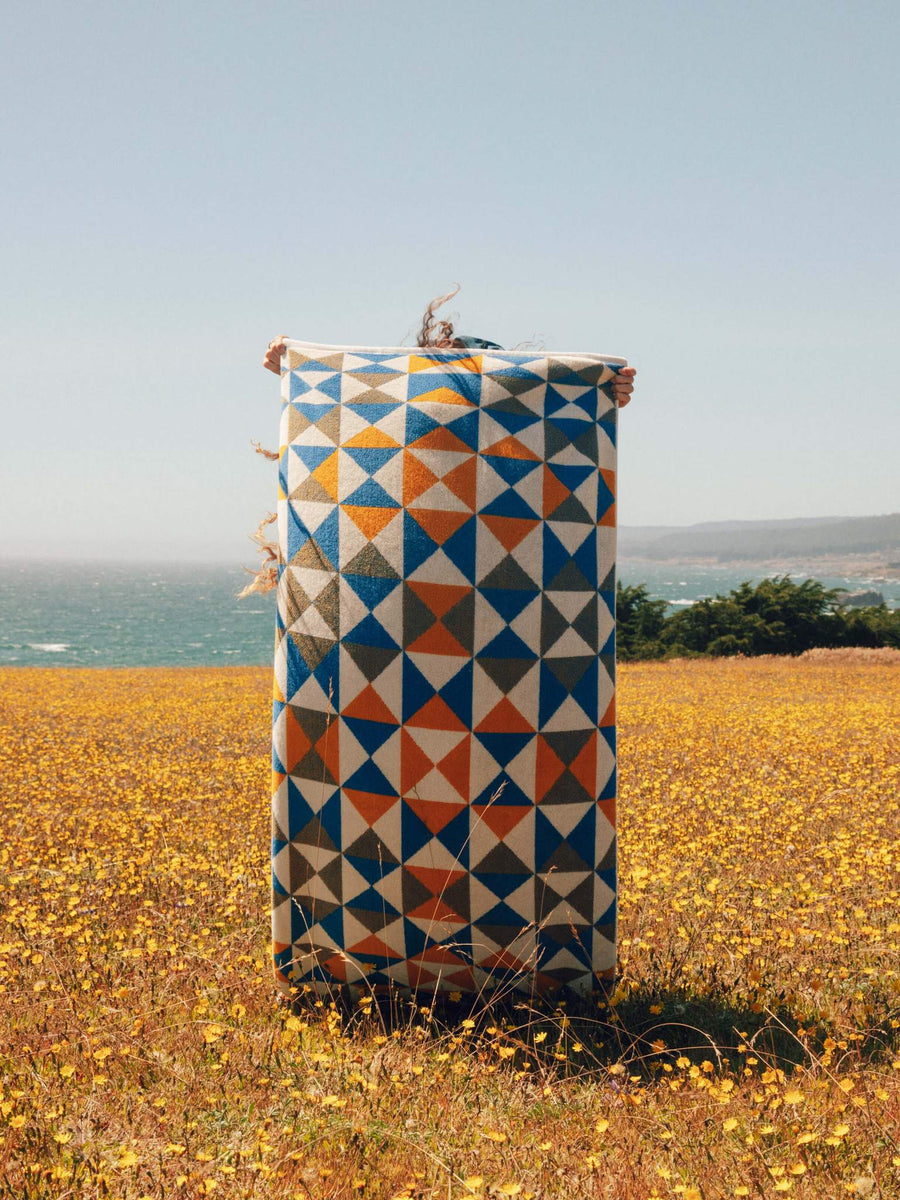 Puzzle Quilt Towel - Blue Multi