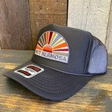 Hermosa Beach MUY HERMOSA High Crown Trucker Hat - Charcoal (Curved Brim)