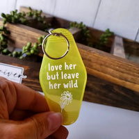 LOVE HER BUT LEAVE HER WILD :: Retro Motel Keychain - Transparent Yellow