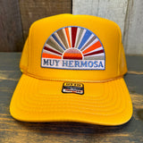 Hermosa Beach MUY HERMOSA High Crown Trucker Hat - Gold