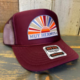 Hermosa Beach MUY HERMOSA High Crown Trucker Hat - Burgundy Maroon