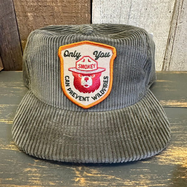 Smokey Bear Only You Can Prevent Forest Fires Vintage Corduroy Hat - Olive