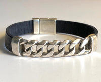 Leather Id Chain Bracelet