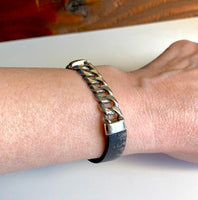 Leather Id Chain Bracelet