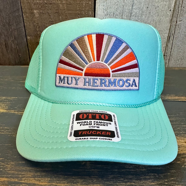 Hermosa Beach MUY HERMOSA High Crown Trucker Hat - Seafoam Green