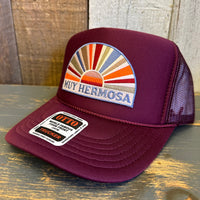 Hermosa Beach MUY HERMOSA High Crown Trucker Hat - Burgundy Maroon