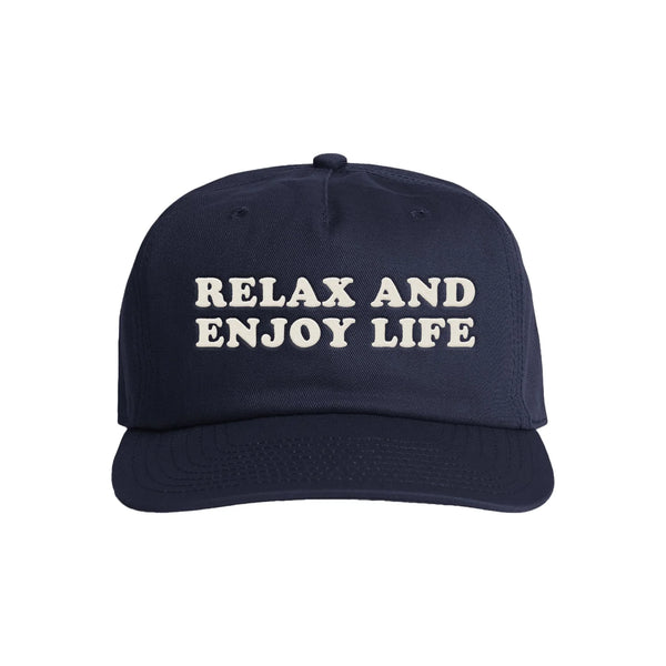 Relax 5 Panel Strapback Hat - Navy