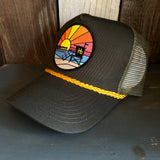 Hermosa Beach OBLIGATORY SUNSET 5 panel Cotton Twill Front, Mesh Back, Rope cap - Loden/Gold Braid