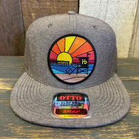 Hermosa Beach OBLIGATORY SUNSET 6 Panel Mid Profile Snapback Hat - Chambray Charcoal Gray