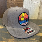 Hermosa Beach OBLIGATORY SUNSET 6 Panel Mid Profile Snapback Hat - Chambray Charcoal Gray