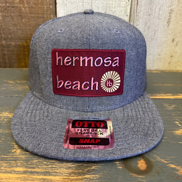 Hermosa Beach WELCOME SIGN 6 Panel Mid Profile Snapback Hat - Chambray Navy