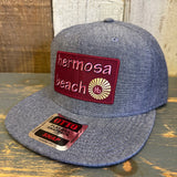 Hermosa Beach WELCOME SIGN 6 Panel Mid Profile Snapback Hat - Chambray Navy