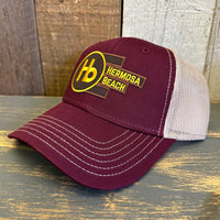 Hermosa Beach THE NEW STYLE 6 Panel Low Profile Mesh Back Trucker Hat - Maroon/Khaki