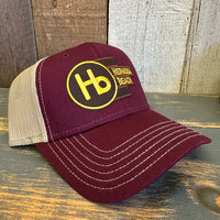 Hermosa Beach THE NEW STYLE 6 Panel Low Profile Mesh Back Trucker Hat - Maroon/Khaki