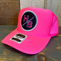 Hermosa Beach SO PITTED :: HB SURFBOARD Trucker Hat - Neon Pink