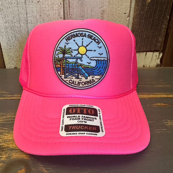 Hermosa Beach SHOREFRONT Trucker Hat - Neon Pink