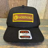 Hermosa Beach AS REAL AS THE STREETS 5 Panel Mid Profile Mesh Back Trucker Hat - Black