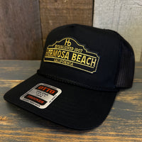 Hermosa Beach ARE YOU ESTABLISHED? 5 Panel Mid Profile Mesh Back Trucker Hat - Black