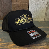 Hermosa Beach ARE YOU ESTABLISHED? 5 Panel Mid Profile Mesh Back Trucker Hat - Black