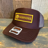 Hermosa Beach AS REAL AS THE STREETS High Crown Trucker Hat - Brown