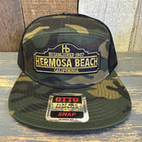 Hermosa Beach ARE YOU ESTABLISHED? 7 Panel Mid Profile Trucker Snapback Hat - Camo/Black