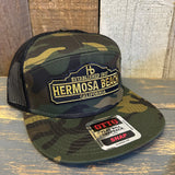 Hermosa Beach ARE YOU ESTABLISHED? 7 Panel Mid Profile Trucker Snapback Hat - Camo/Black