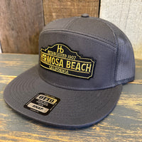 Hermosa Beach ARE YOU ESTABLISHED? 7 Panel Mid Profile Trucker Snapback Hat - Charcoal Grey