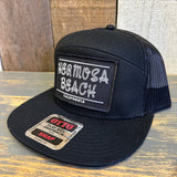 Hermosa Beach ROPER 7 Panel Mid Profile Trucker Snapback Hat - Black