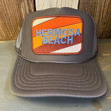 Hermosa Beach GOLF CARTS & YOGA PANTS High Crown Trucker Hat - Charcoal (Curved Brim)