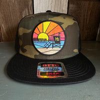 Hermosa Beach OBLIGATORY SUNSET Camouflage 6 Panel Trucker Hat - Dark Green/Brown/Black