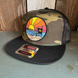 Hermosa Beach OBLIGATORY SUNSET Camouflage 6 Panel Trucker Hat - Dark Green/Brown/Black