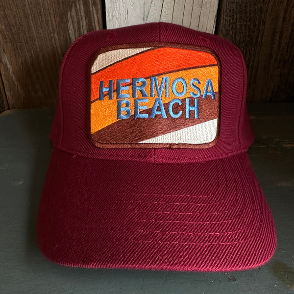 Hermosa Beach GOLF CARTS & YOGA PANTS 6 Panel Mid Profile Baseball Cap - Maroon
