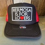 Hermosa Beach HERMOSA IS FOR LOVERS High Crown Trucker Hat - Red/Black