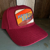 Hermosa Beach GOLF CARTS & YOGA PANTS 6 Panel Mid Profile Baseball Cap - Maroon