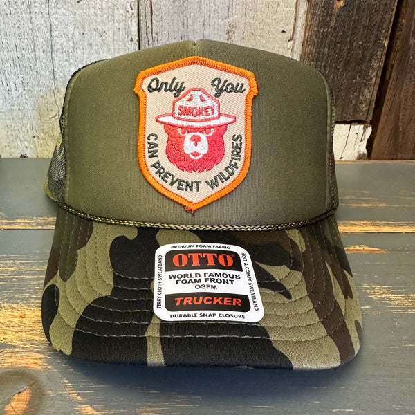 SMOKEY BEAR :: ONLY YOU CAN PREVENT WILDFIRES :: Trucker Hat - Camouflage/Olive