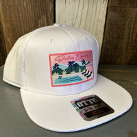 PALM SPRINGS, CALIFORNIA 6 Panel Mid Profile Snapback Hat - White