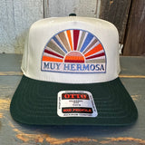 Hermosa Beach MUY HERMOSA 5 Panel Mid Profile Baseball Cap - Dark Green/White