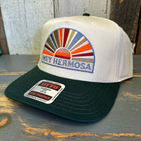 Hermosa Beach MUY HERMOSA 5 Panel Mid Profile Baseball Cap - Dark Green/White