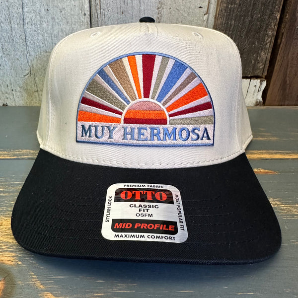 Hermosa Beach MUY HERMOSA 5 Panel Mid Profile Baseball Cap - Black/Khaki
